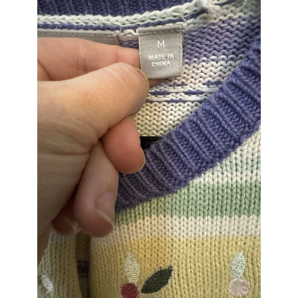 Vintage Nordstrom Garden Flowers Seeds Plants Cardigan Sweater Medium - Picture 4 of 7
